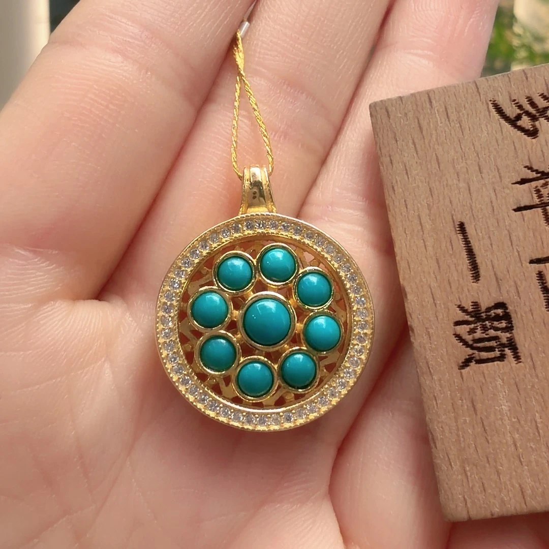 绿松石银S925镶嵌颈饰