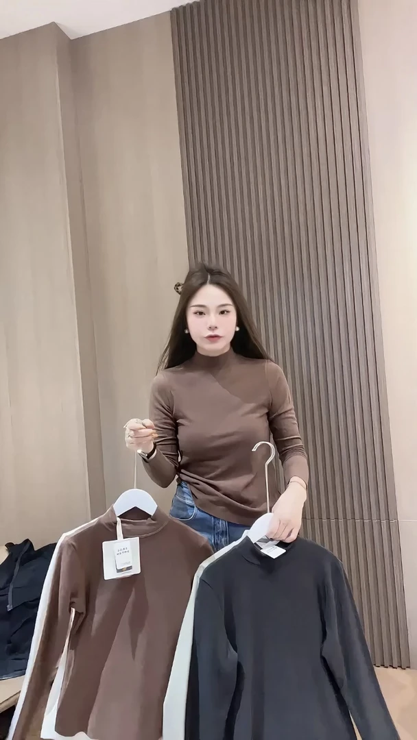 韩版2024新款宽松大版纯色厚实半高领打底长袖T恤内搭上衣女