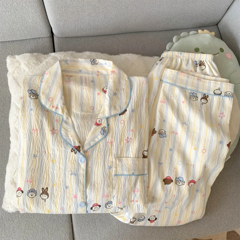 【云朵绵长袖上新】春秋季可爱三只小熊休闲舒适两件套女宽松家居服