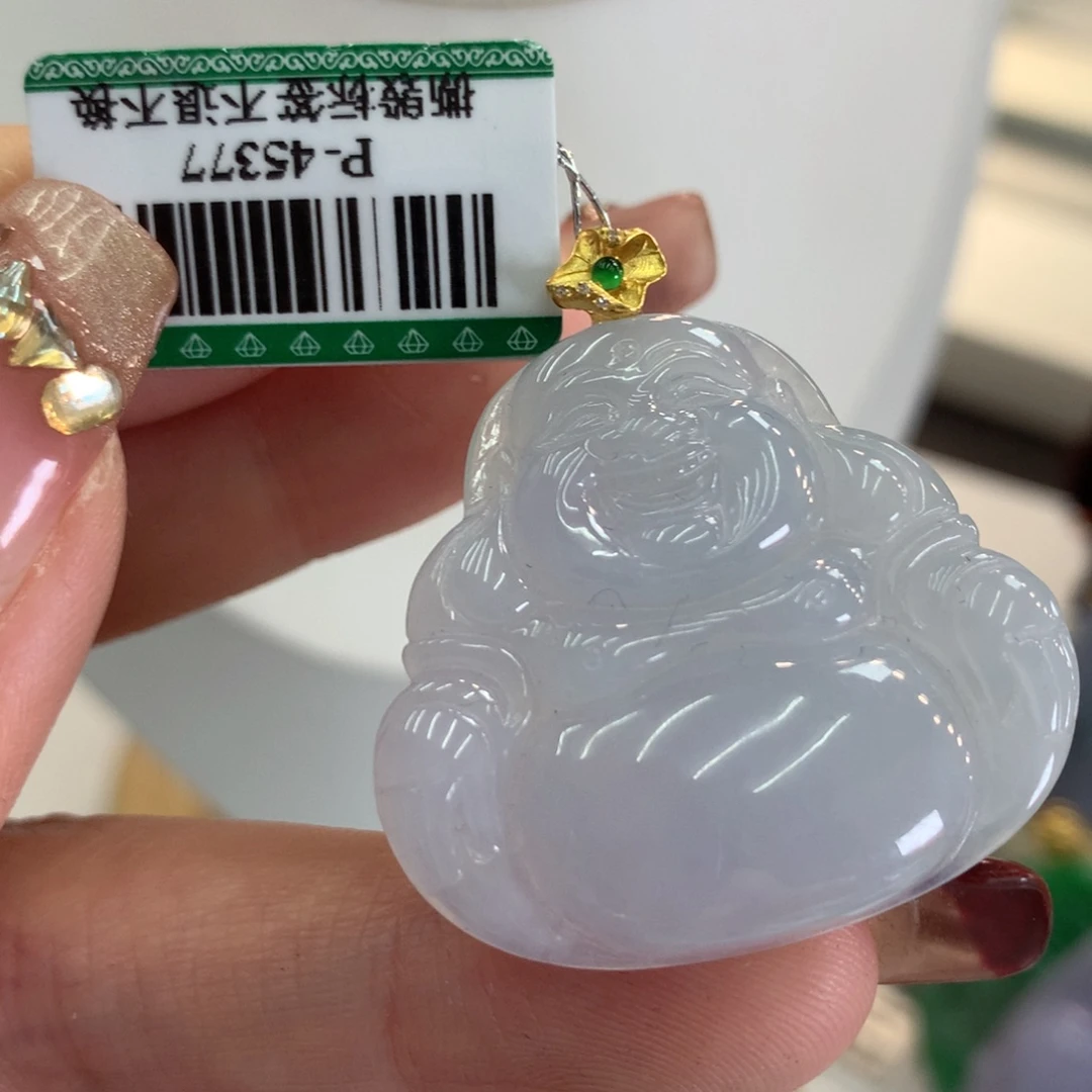 翡翠吊坠(不含链)18K金镶嵌