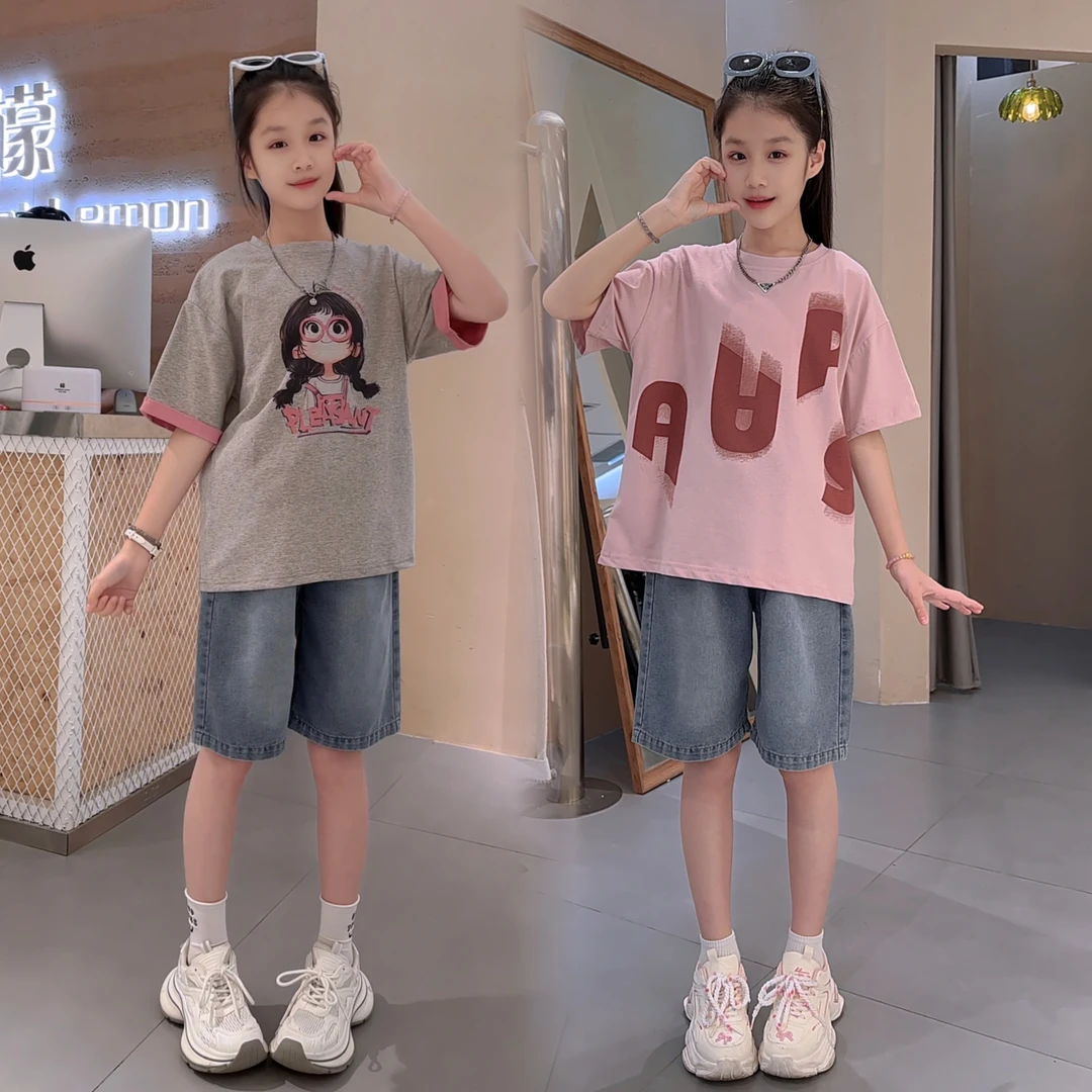 女童牛仔短裤夏季薄款2025流行新款中大童好看五分裤儿童夏装中裤