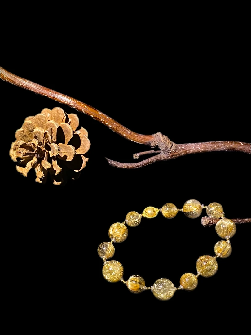 【斗金】钛晶18K金手串（天然珠宝多样性发其一）