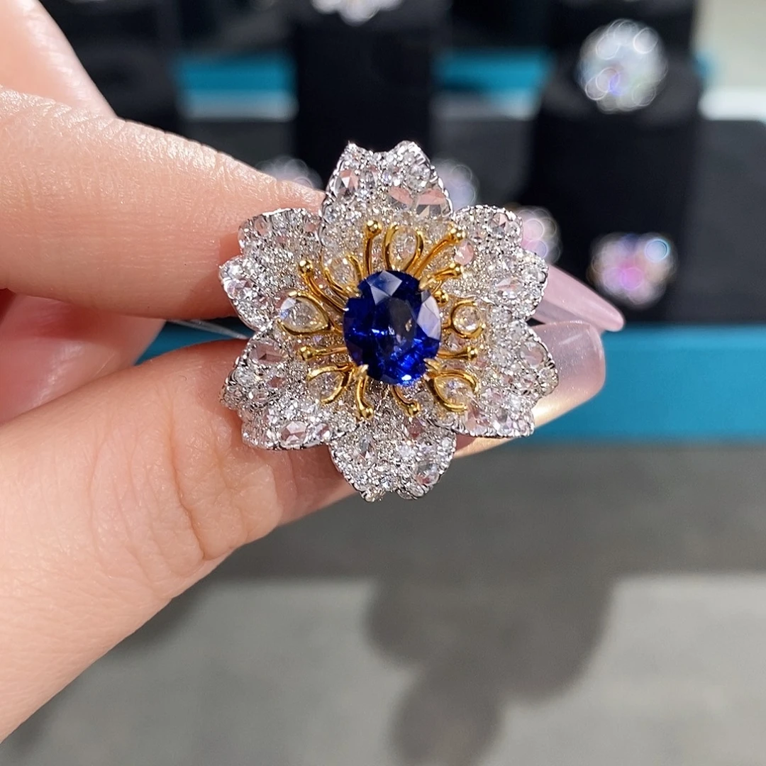 蓝宝石18K金镶嵌戒指2.08ct多用款