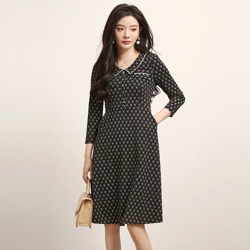53HH0A0011时尚通勤微弹中裙连衣裙专柜折扣女装2025秋