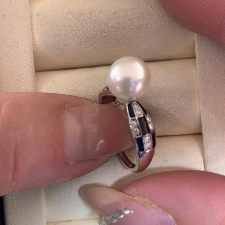 银S925镶嵌戒指海水珍珠