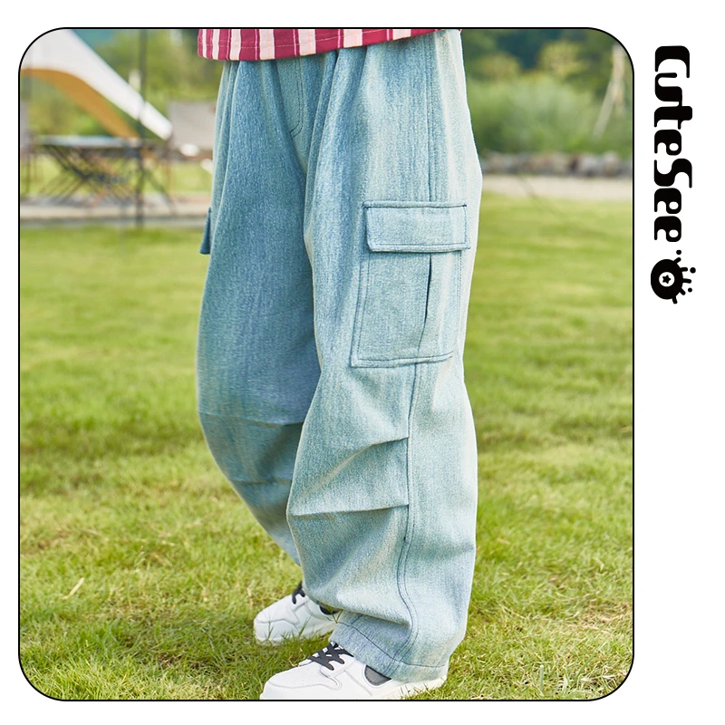 CUTE SEE可喜童装【复古很酷】男童裤子秋工装风复古洗水牛仔长裤