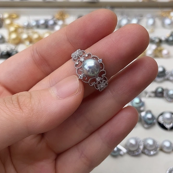 海水珍珠戒指银S925镶嵌