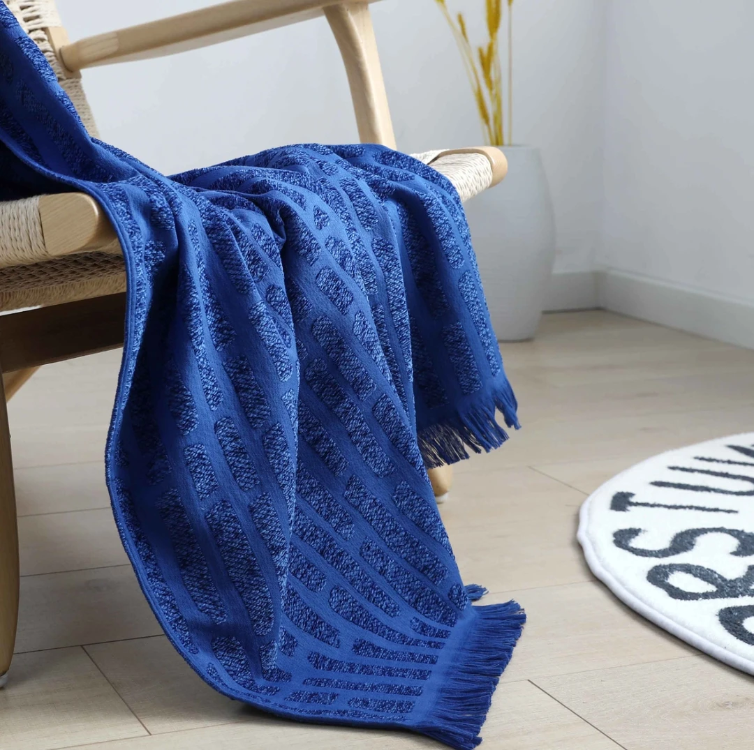 【xuenier】100*150亲肤透气纯棉沙发巾 深蓝色