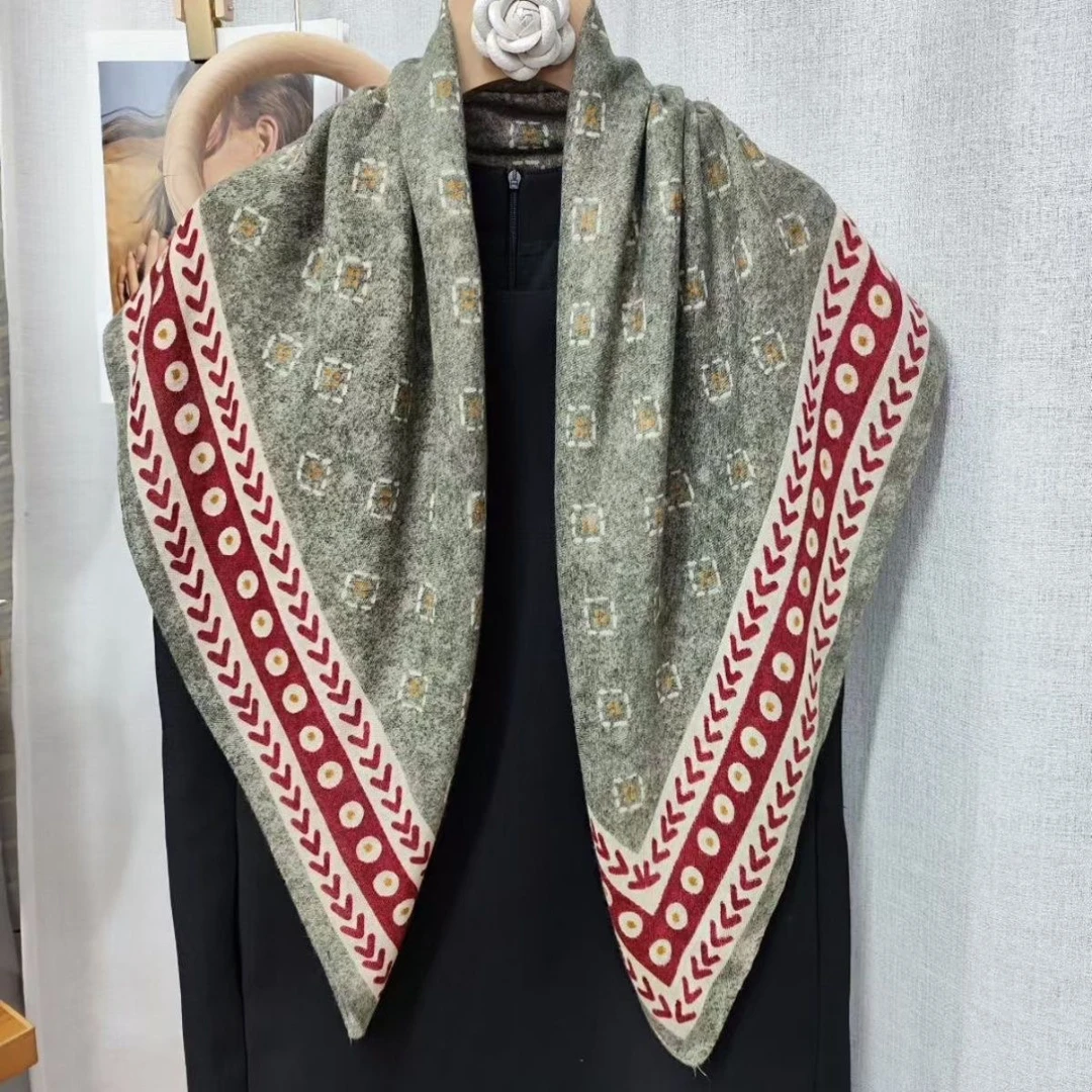 【青屿】90*90秋冬新款女士方巾时尚百搭气质保暖护颈围巾