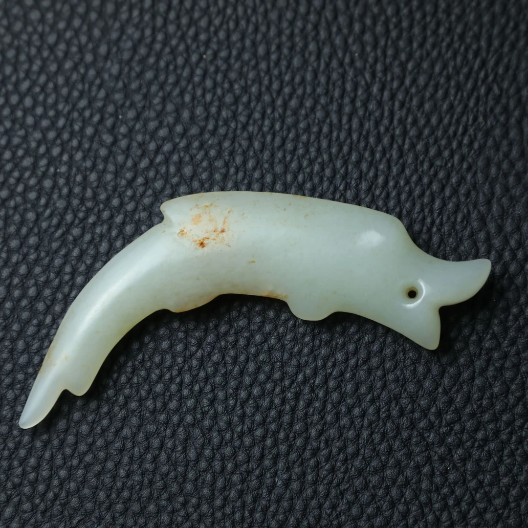 TCWWA07572清晚和田白玉鱼形挂件