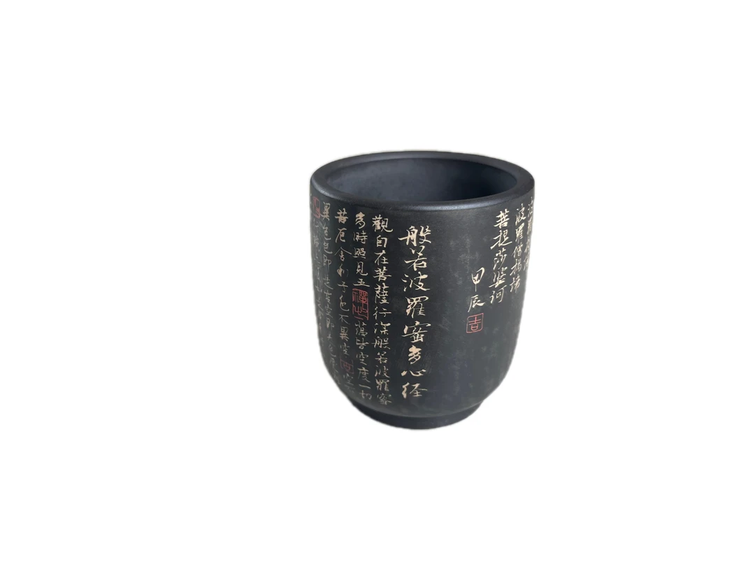 云南建水紫陶/阴刻阳填手磨主人杯/天然泥料