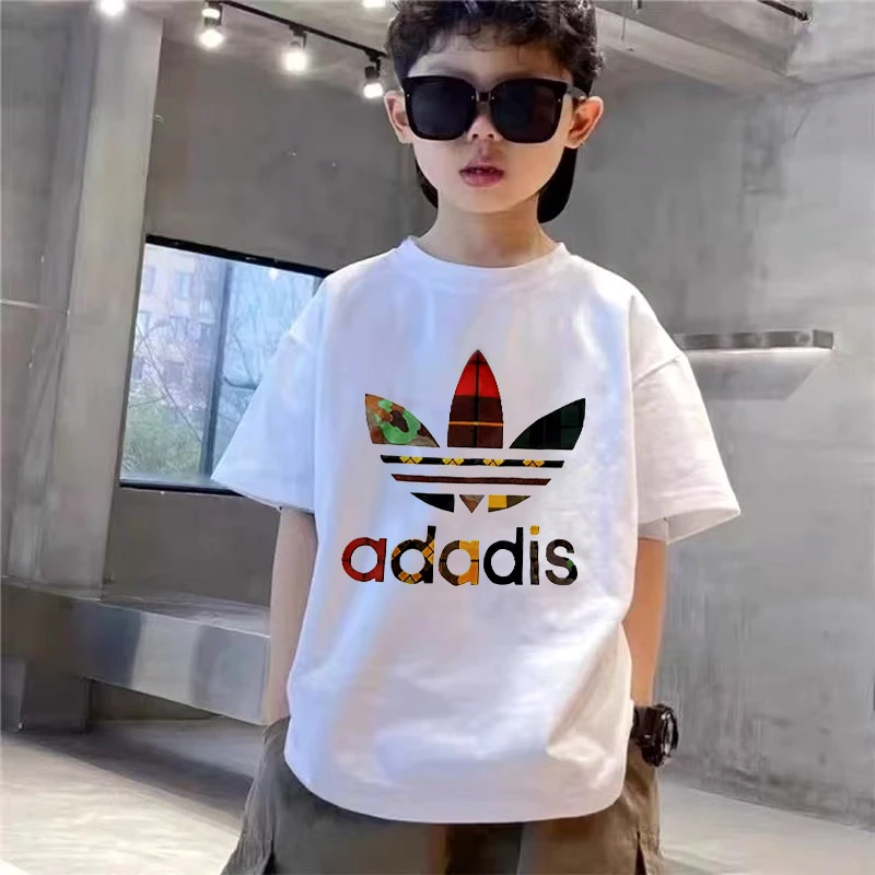 多彩字母叶子~男童夏季2025新款时髦字母印花上衣短袖T恤10110