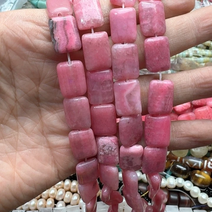 合金玛瑙/玉髓珠宝半成品一条11x16mm红纹石