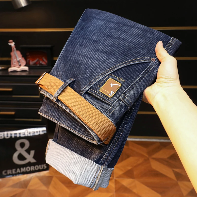 2025新款秋季男士牛仔裤潮流时尚简约宽松百搭休闲长裤子男5203