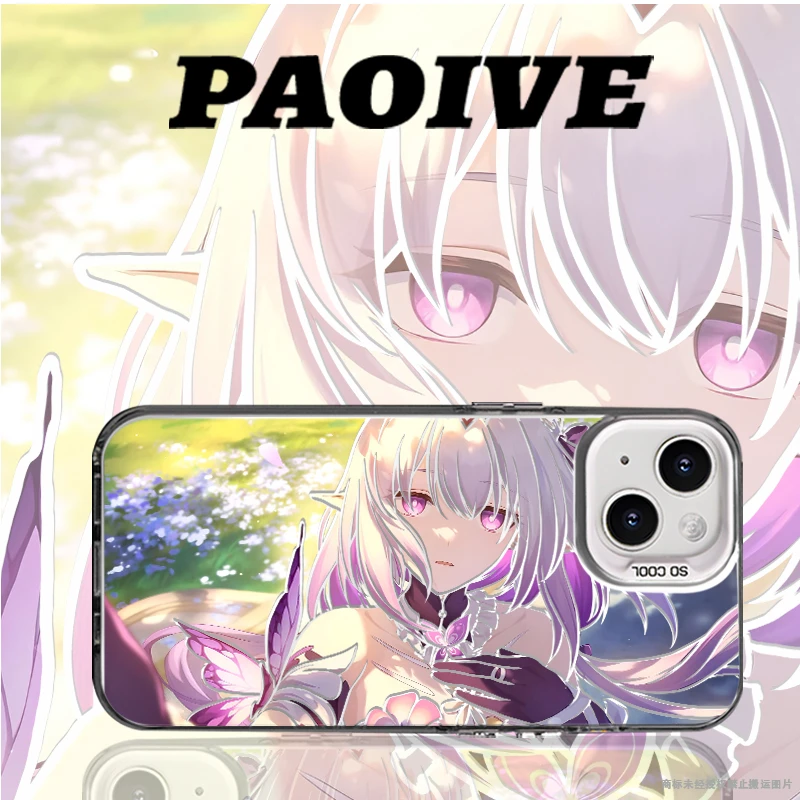 适用苹果华为vivo一加小米三星瑕蝶防摔彩银手机壳