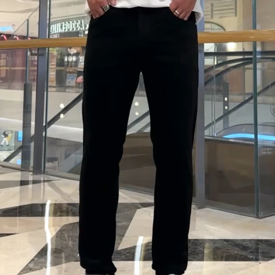 秋季新款男士黑色牛仔裤子简约休闲裤显瘦百搭小脚裤