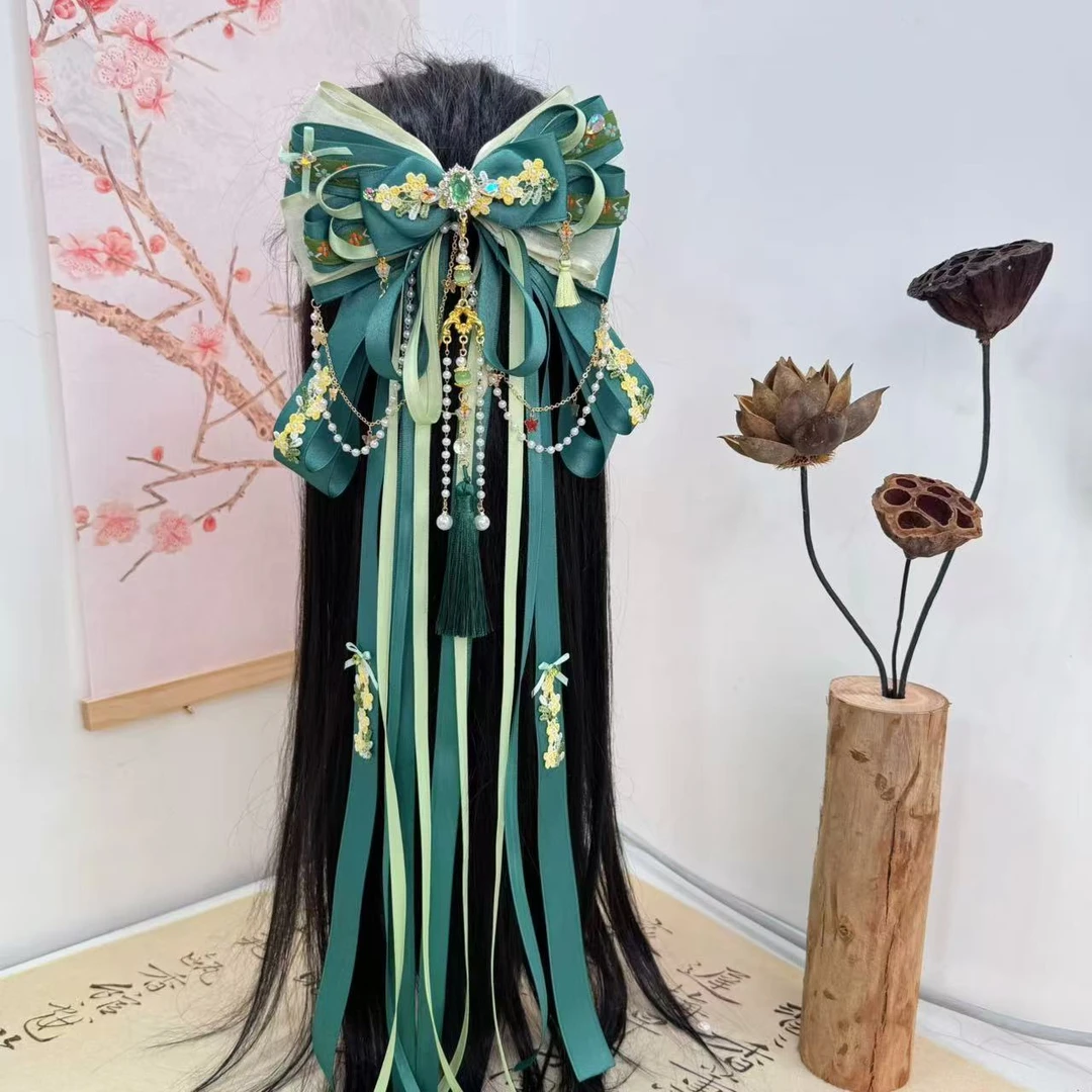 《稻香》墨绿古风新国风发饰搭配汉服配饰头饰发夹