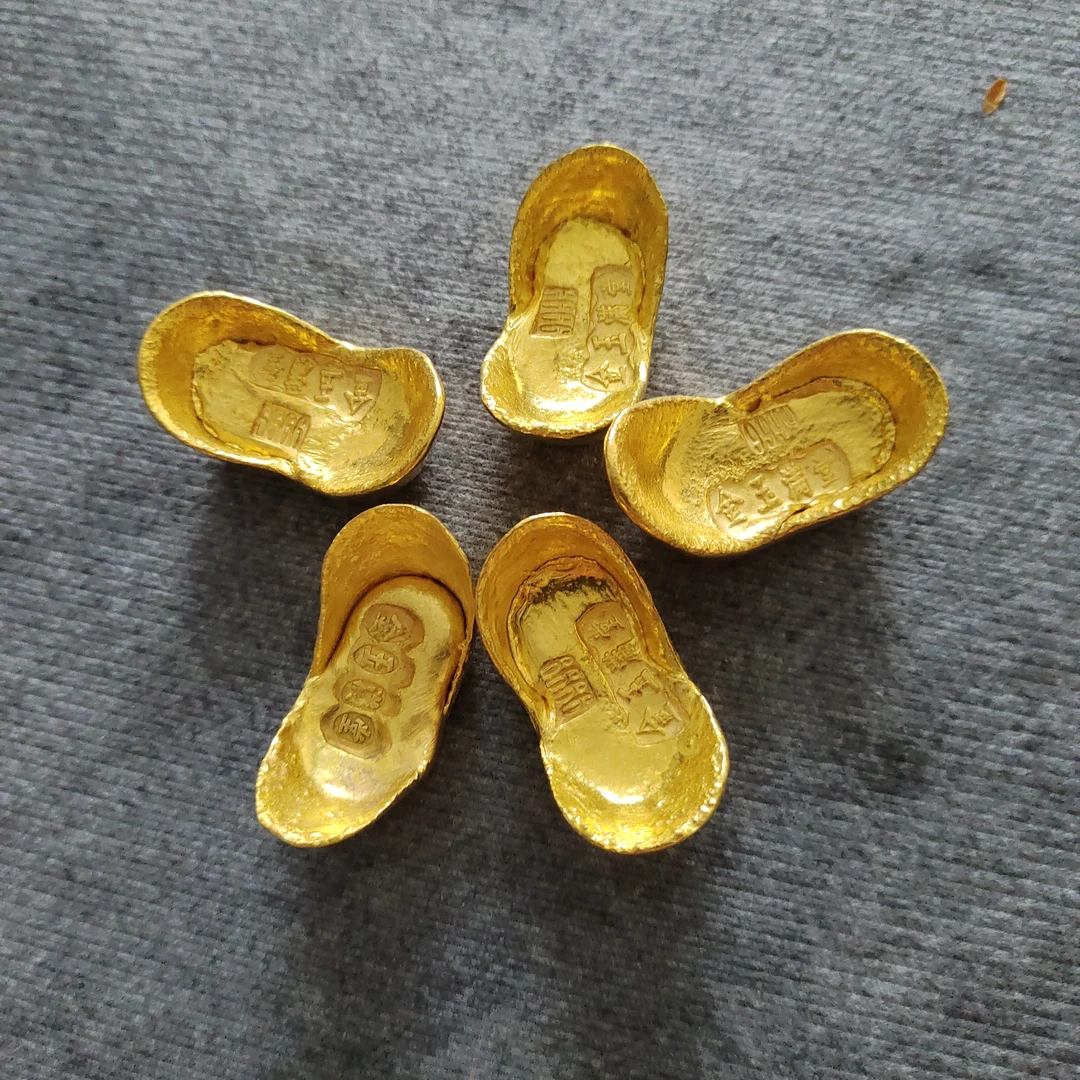 新款金色元宝摆件小元宝压缸用米缸金元宝创意家居摆件中式高档