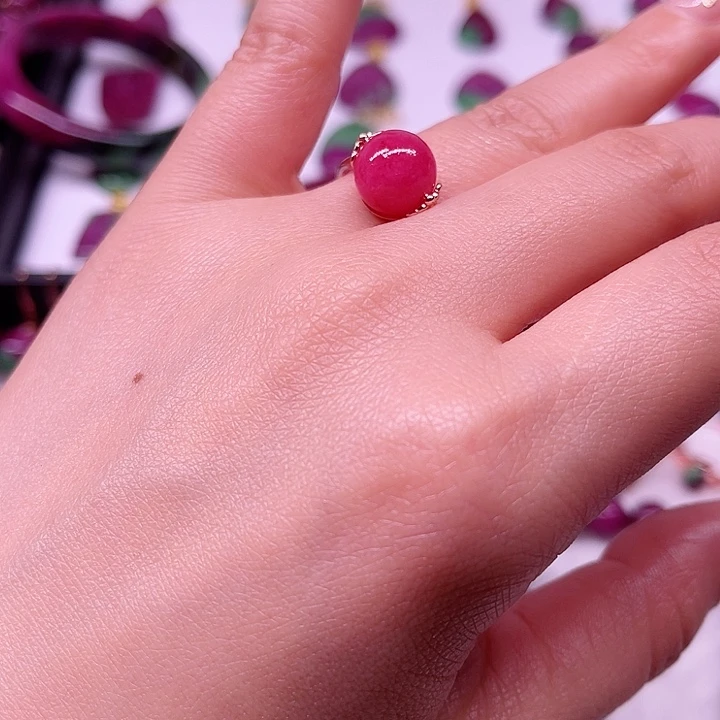 红宝石蔷薇戒指银S925镶嵌