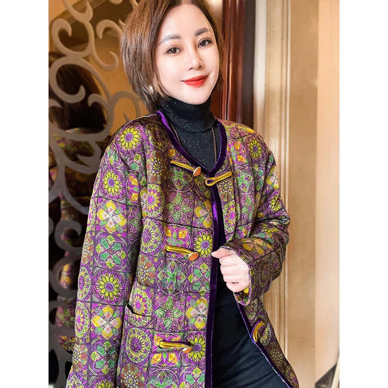 桑蚕丝内胆填充服桑蚕丝丝绒拼接设计时尚女装上衣25111609