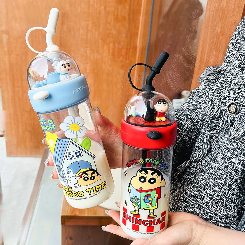 蜡笔小新儿童水杯投篮吸管杯大容量夏季卡通学生可爱杯子情侣杯
