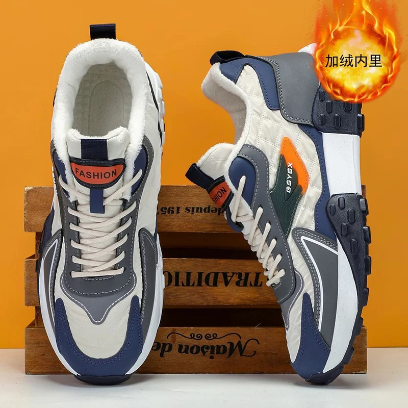 休闲风工装鞋运动休闲鞋高帮棉鞋潮流风拼色平跟冬季