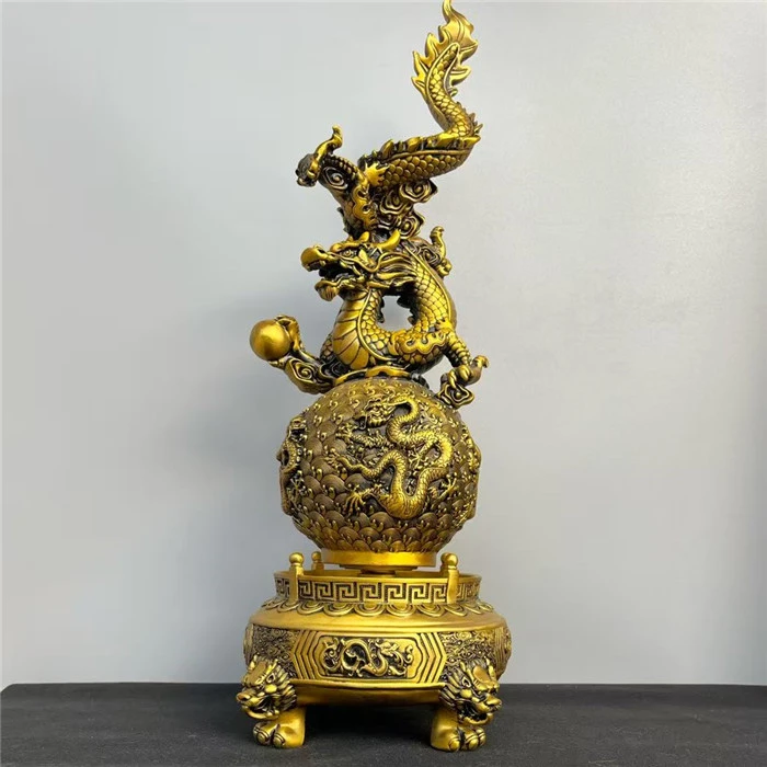 纯黄铜九转乾坤龙九转金龙客厅玄关办公室礼品店铺装饰品摆件