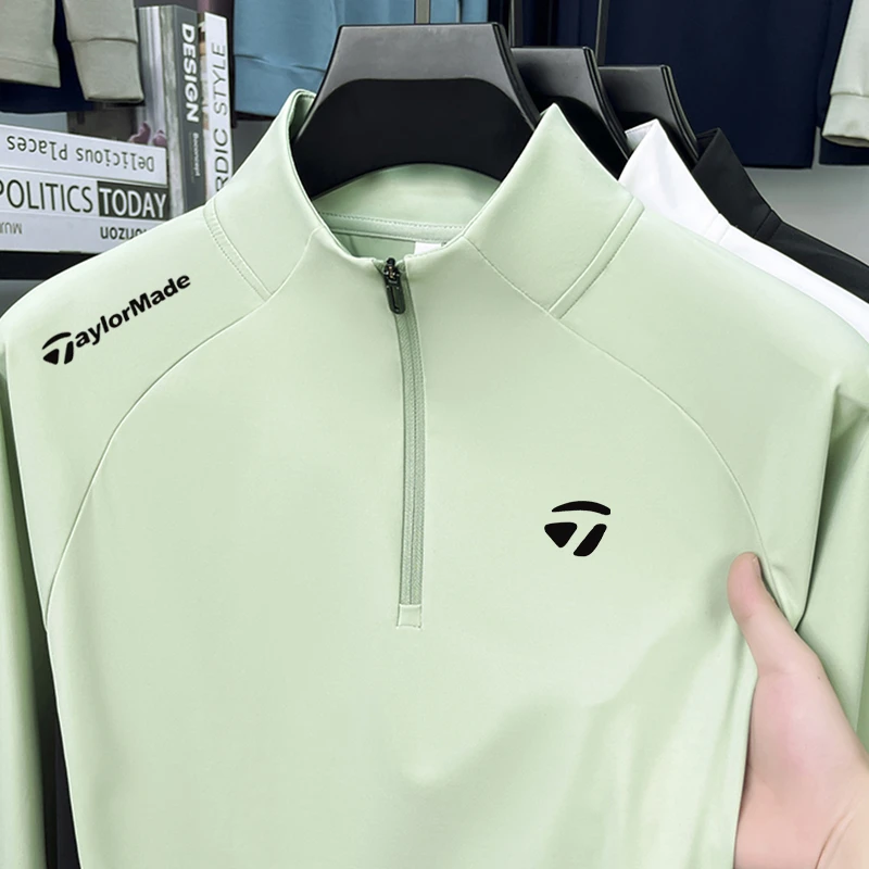 Taylormade泰勒梅高尔夫男装2025夏秋男士长袖polo衫运动速干t恤