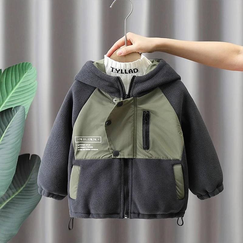 男童加绒外套秋装新款洋气男孩秋冬上衣冬季外套儿童装潮