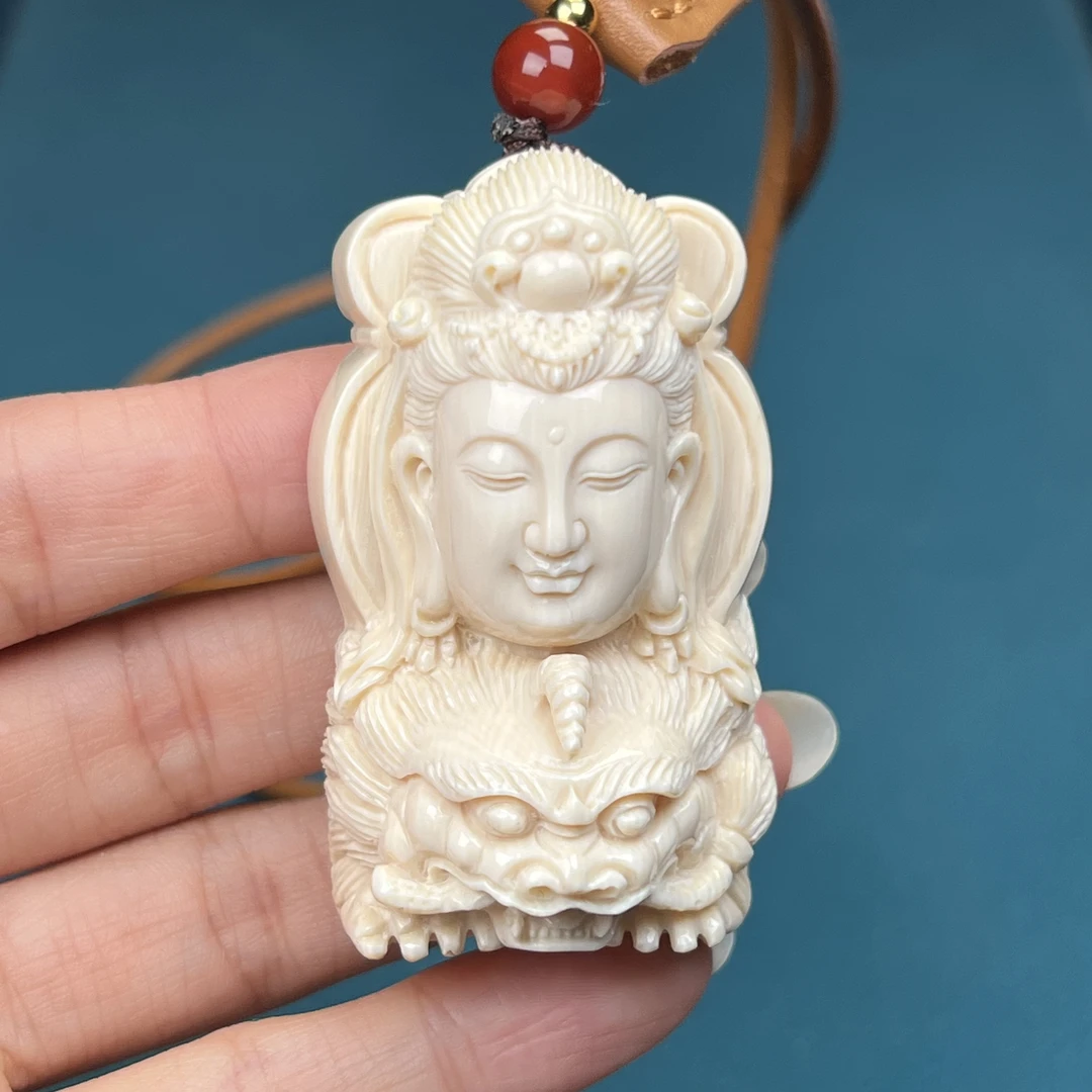 K9653【王金亮大师】天然猛犸文殊兔33x57x21mm支持鉴定