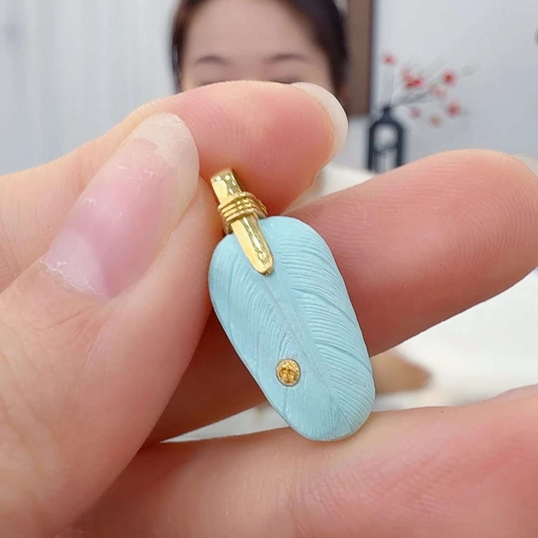 绿松石18K金镶嵌珠宝奇石