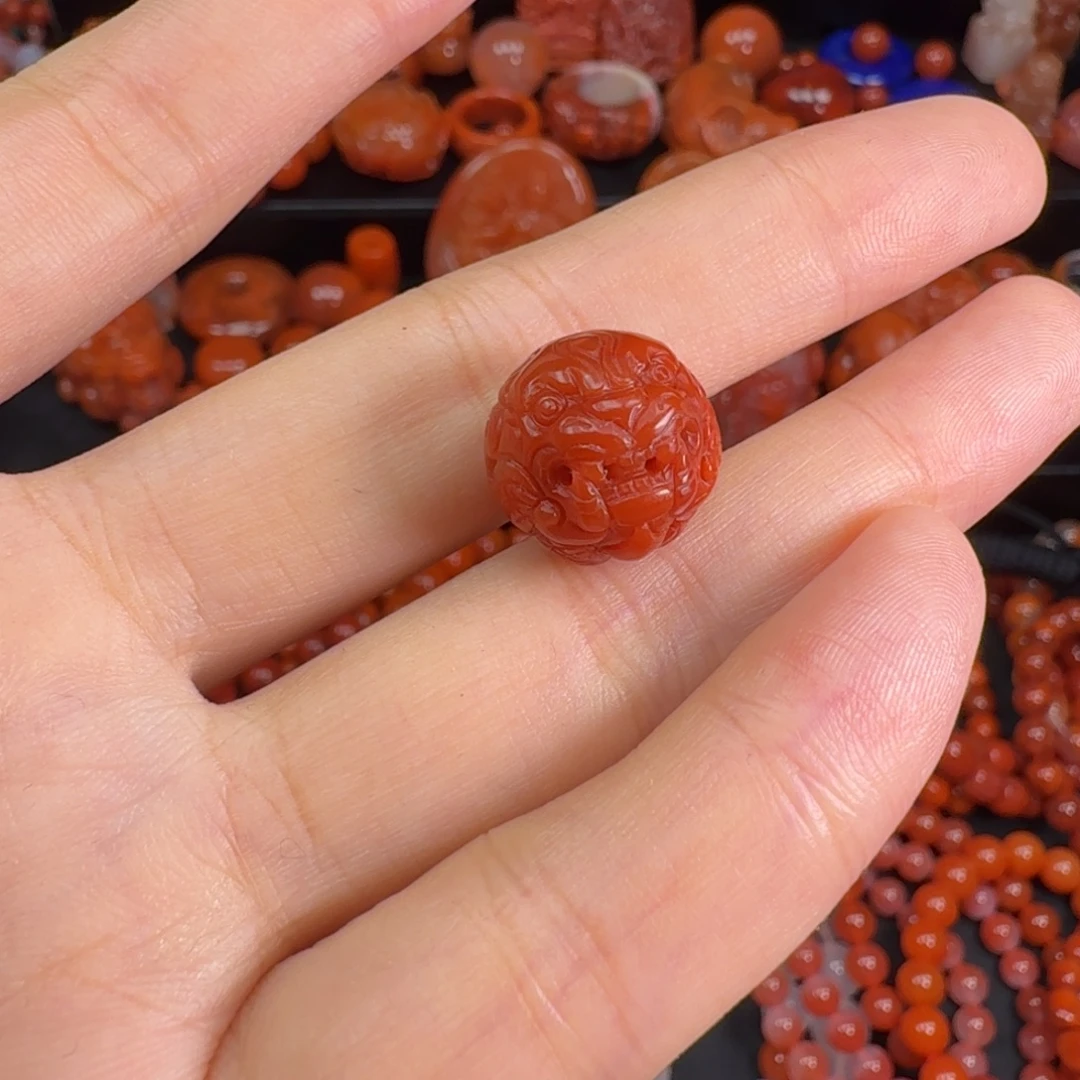 南红玛瑙未镶嵌配饰15mm貔貅珠