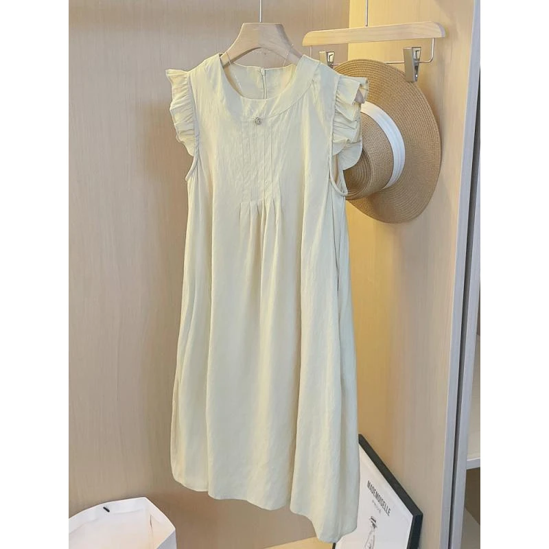 质感绝绝子！连衣裙女小个子薄款显瘦气质百搭宽松遮肉小飞袖裙子