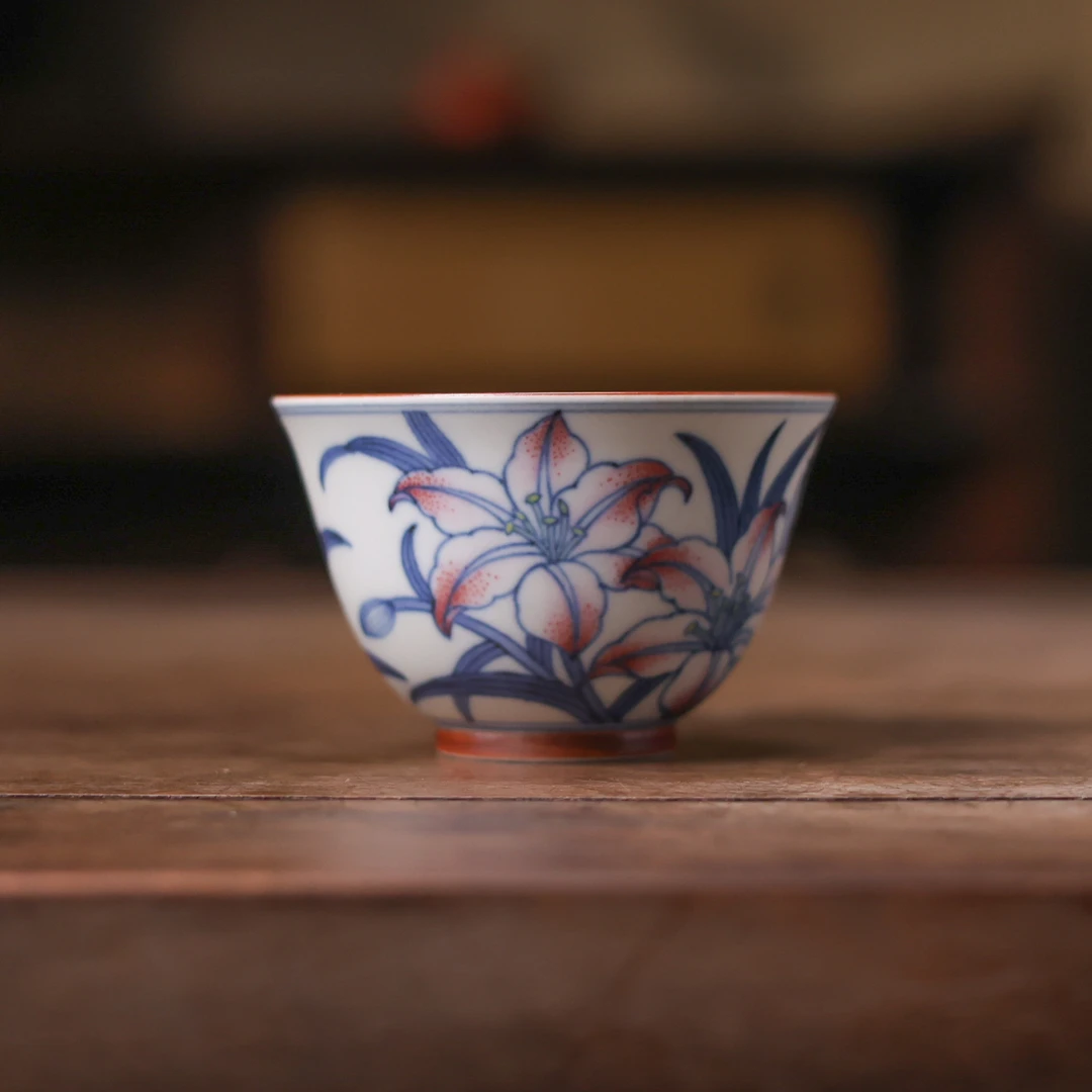 【非遗东方】斗彩百合花杯110ml（新墨冉0419）