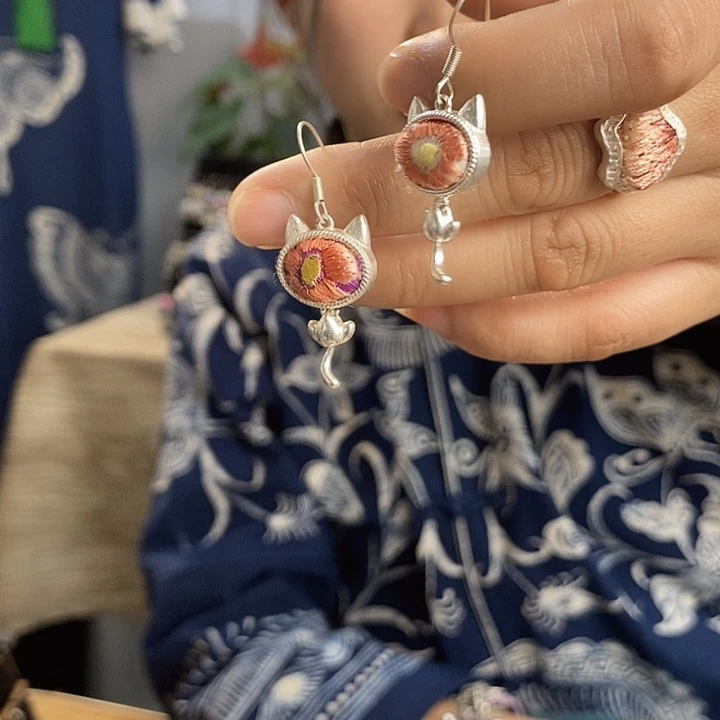 纯铜花岗石纯铜锡合金耳环