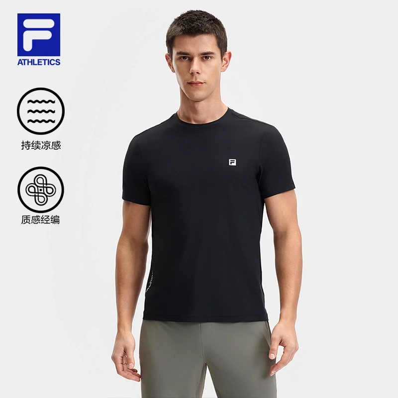 Fila/斐乐【质感经编凉感T恤】男装运动健身圆领短袖A11M521127A