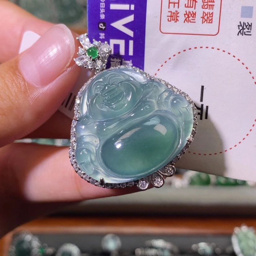 【闪购商品】翡翠银S925镶嵌颈饰天然
