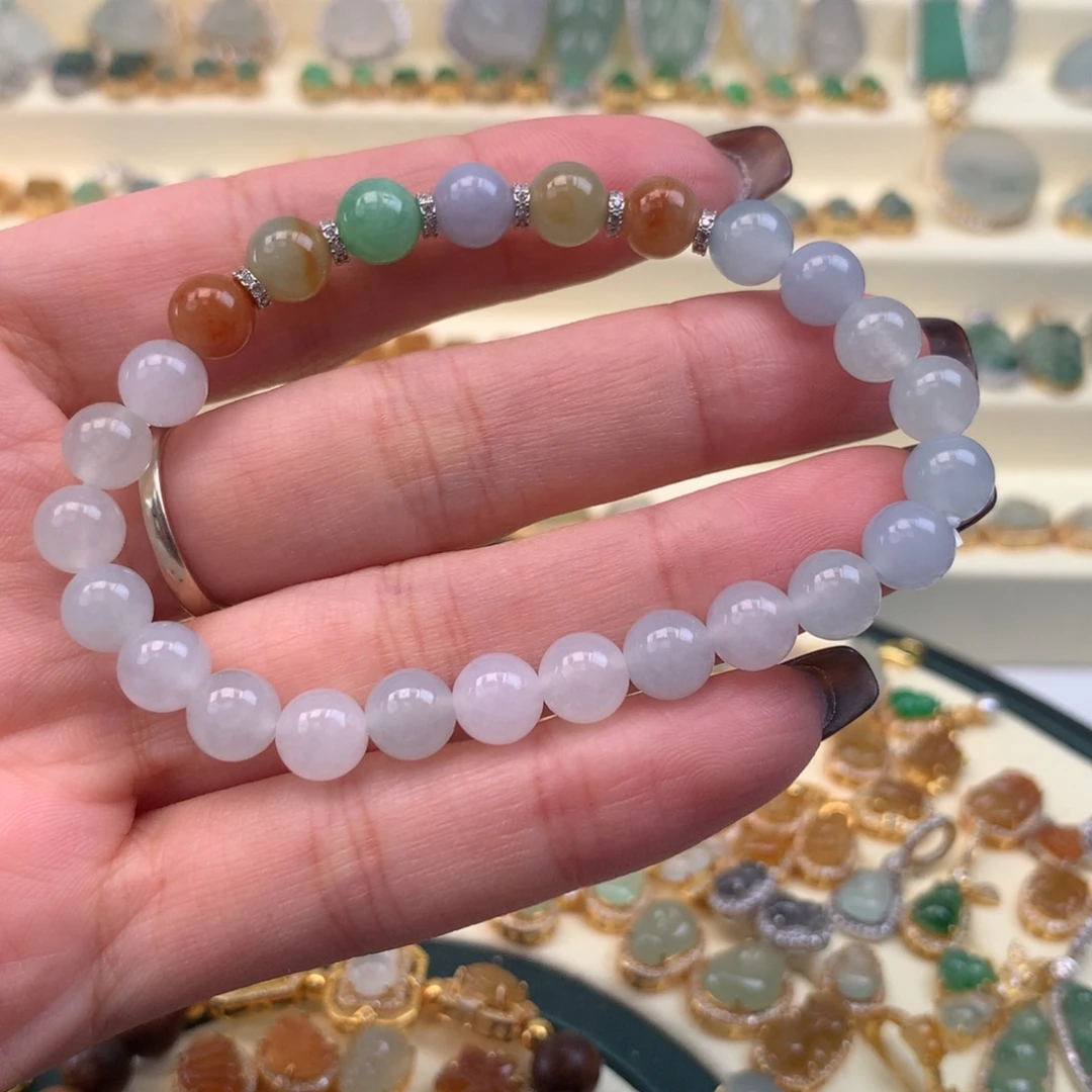 湖***翡翠散珠圆珠手串