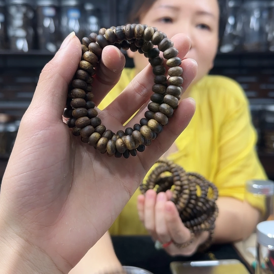 沉香手串奇楠沉香算盘珠单圈多样性发一