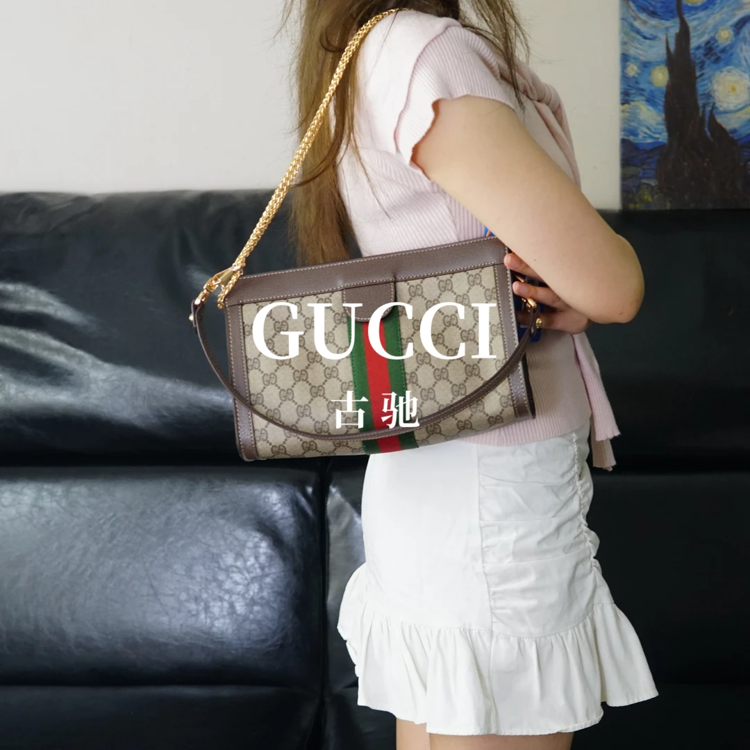 95新 GUCCI/古驰 老花拼皮单肩包/FYYW04715017/5017