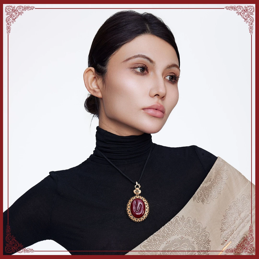 合金琉璃吊坠 【精选】椭圆吊坠新款红珊原创吊坠藏式民族风