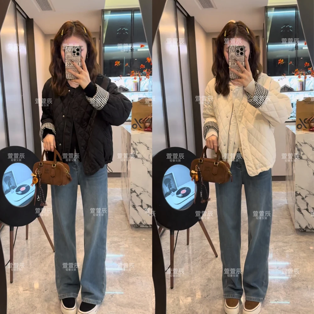 【菱格美学】秋季加厚设计感卷边袖棉衣外套小个子百搭短款棉服3676