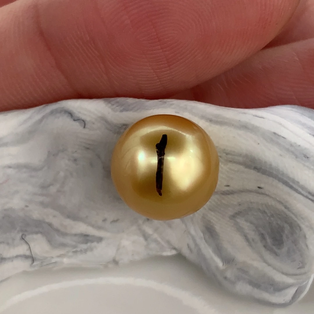 定制海水珍珠未镶嵌裸珠10-11mm金珠一颗