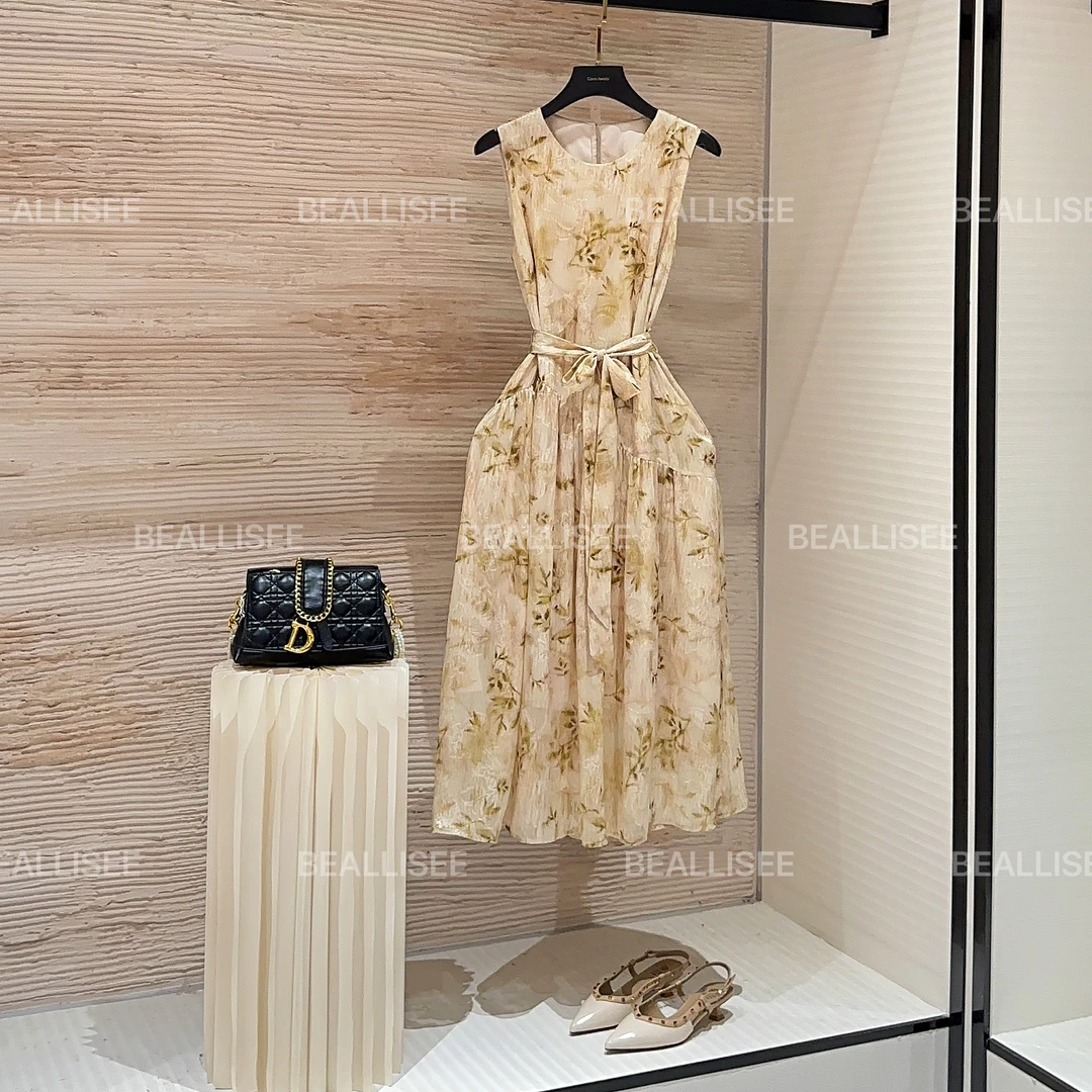 【锟】度假风夏季新款无袖显瘦国风系减龄连衣裙气质宽松W-A416