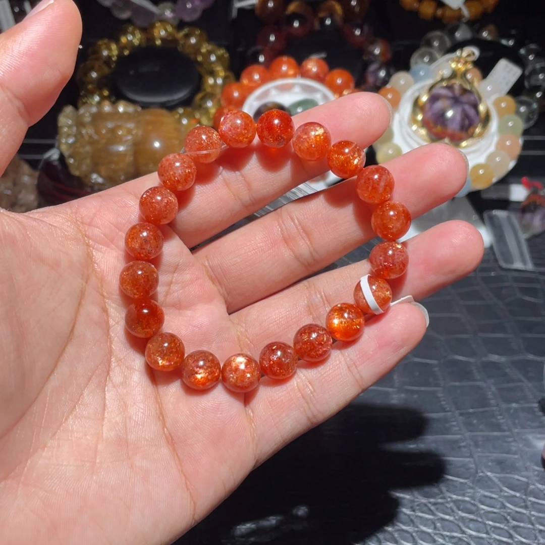 未镶嵌日光石手链10mm金太阳手链单圈