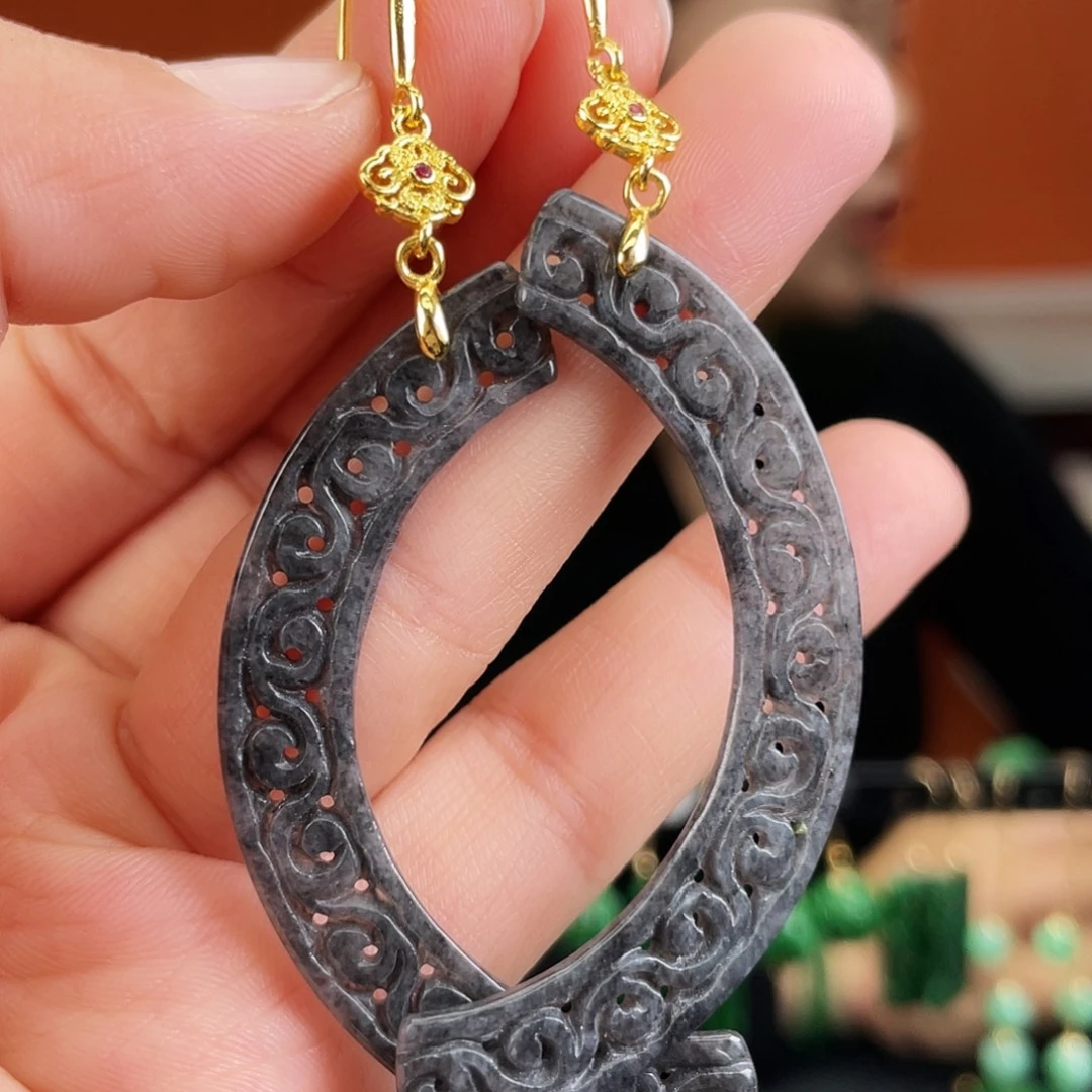 翡翠未镶嵌耳饰饰品