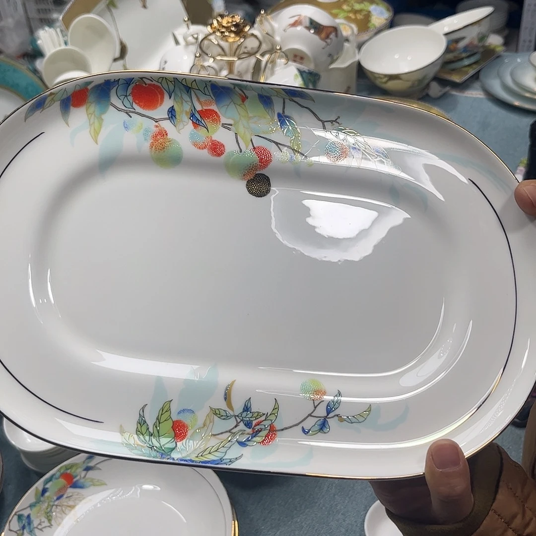 瓷片荔枝鱼盘二个哇塞