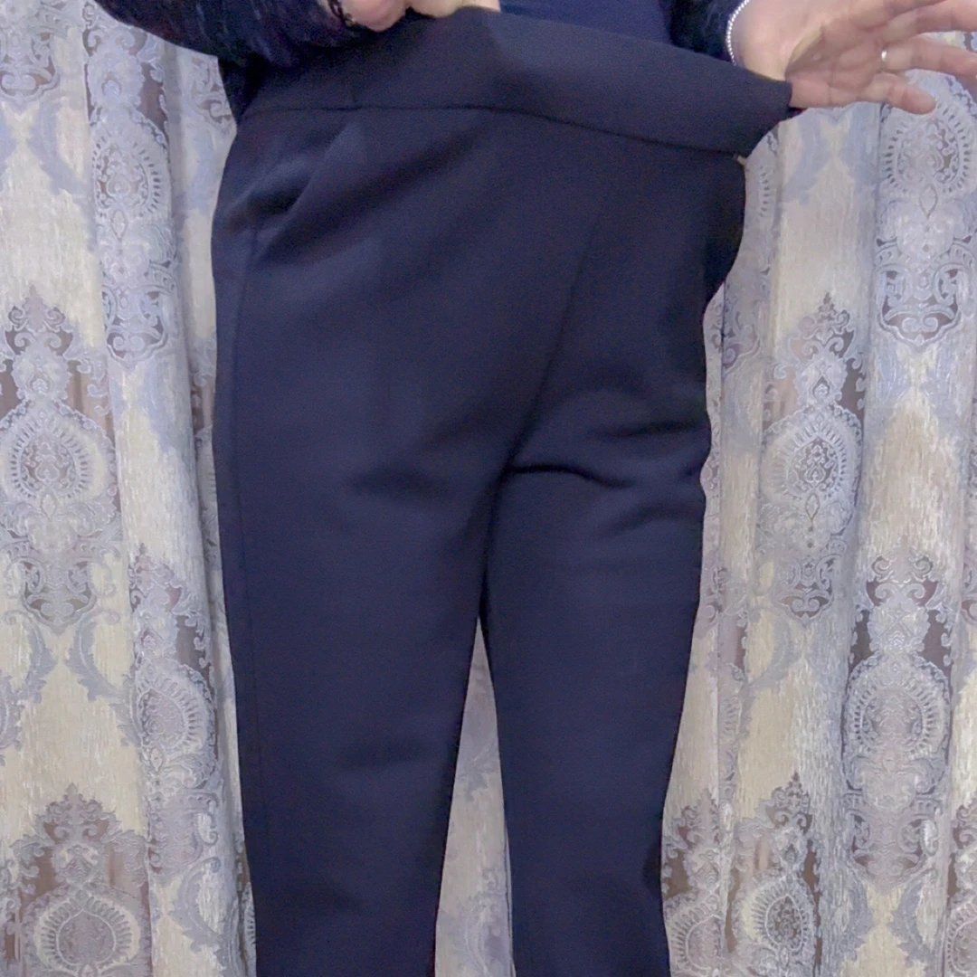 8817高腰显瘦显直筒裤女士秋冬新款休闲简约百搭裤女加绒