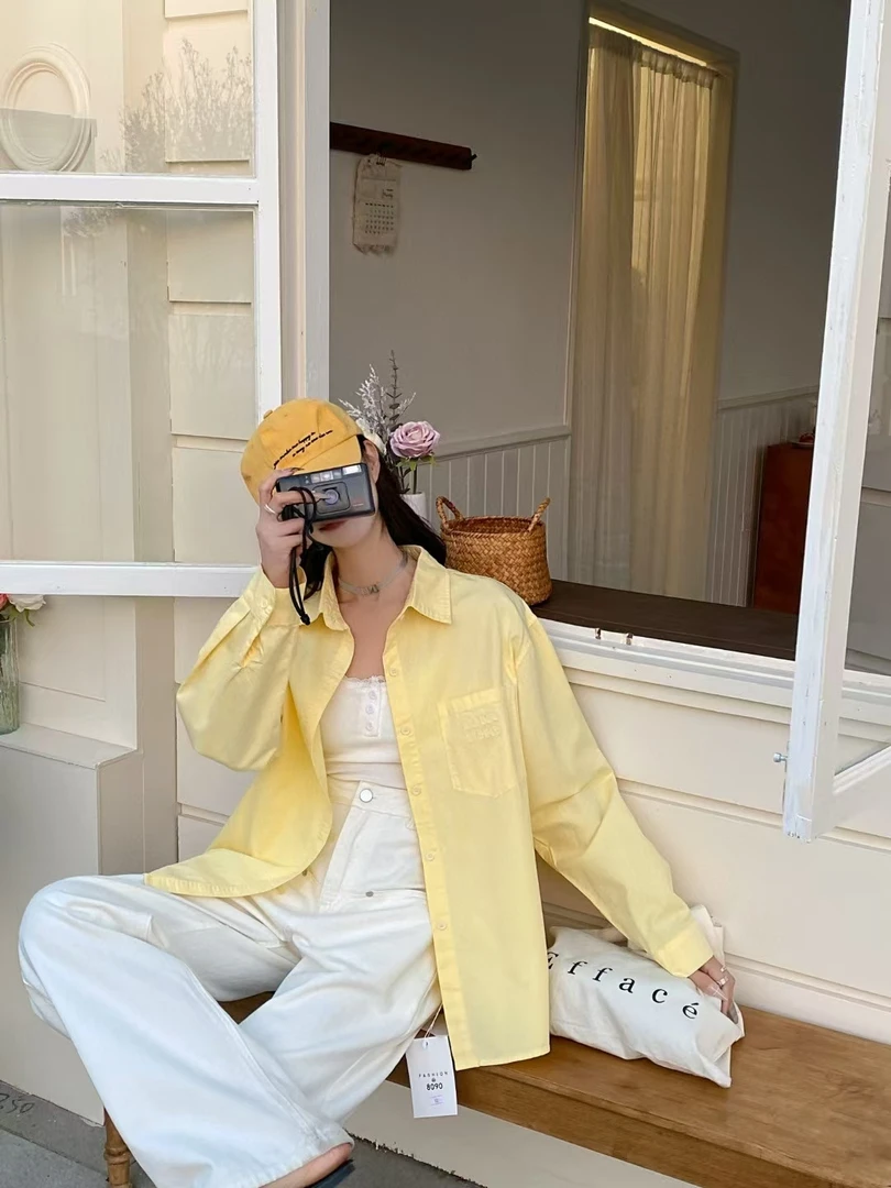 春装新款衬衫女宽松休闲外穿百搭长袖衬衣薄外套