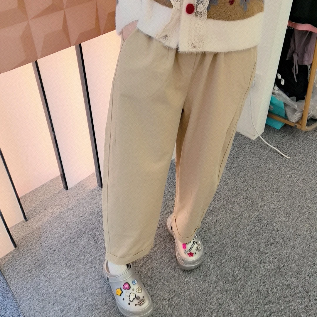 高货！秒~【挽边休闲裤】25秋韩代松紧腰显瘦百搭韩版挽边休闲裤